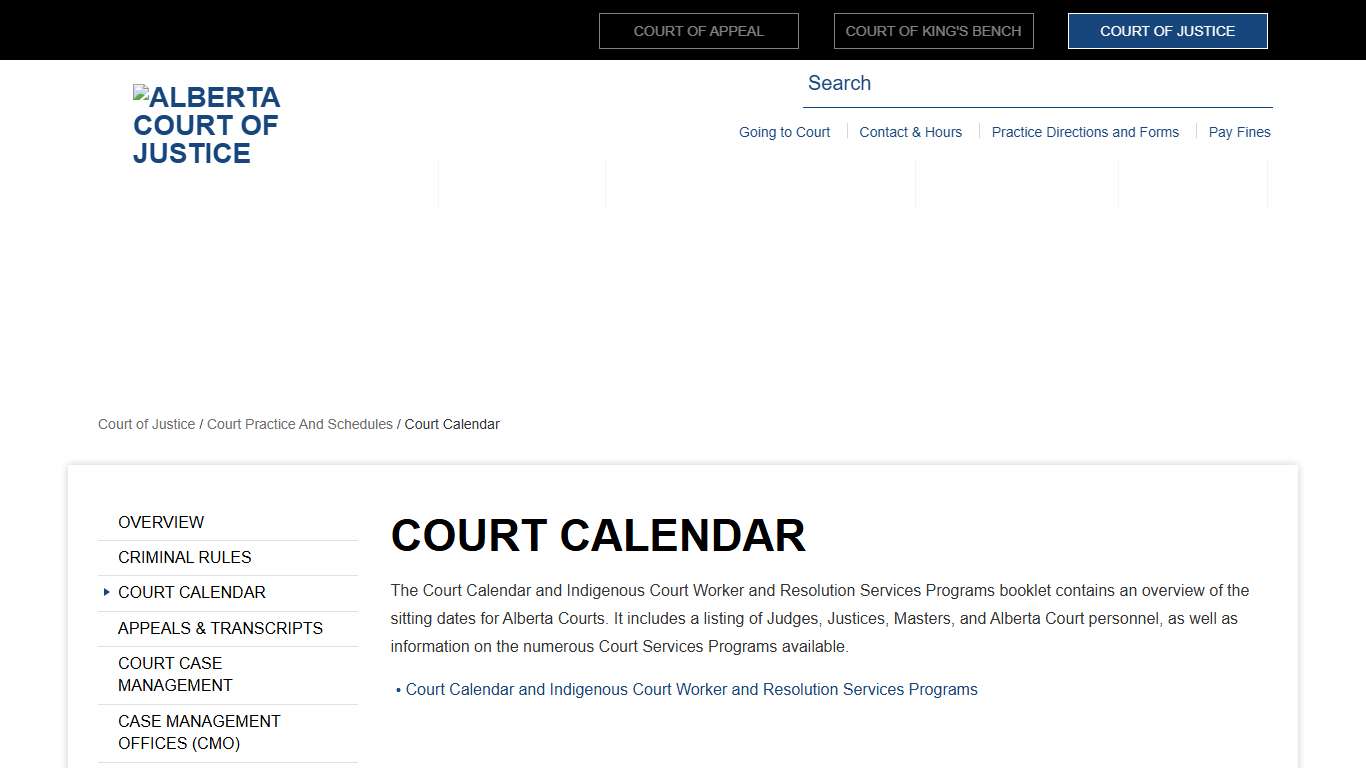 Court Calendar